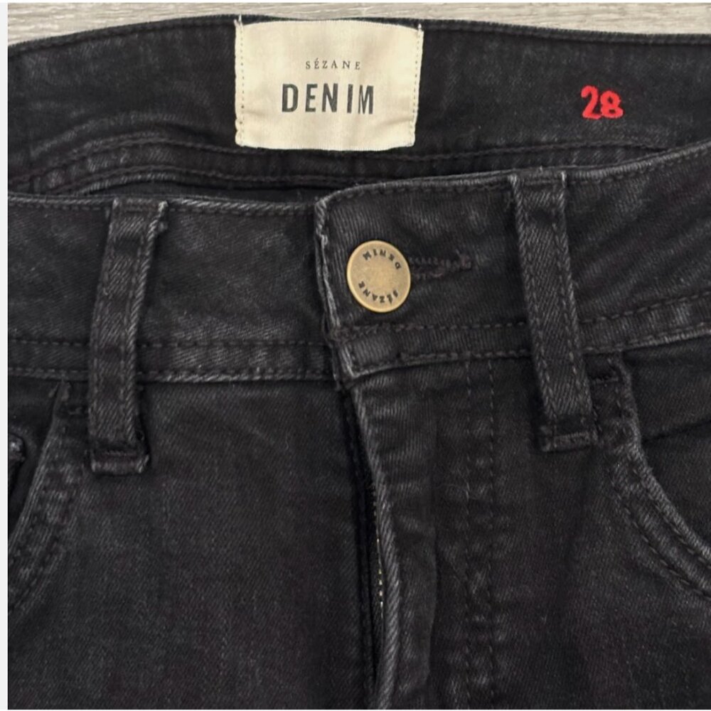 Sezane Slim Parfait Black Jeans Mid Rise Zip Fly Straight Womens 28 - Picture 4 of 10